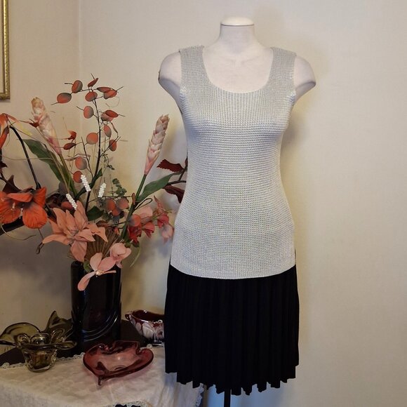 NEW Soft Stretch Cardigan Knit Silver Camisoles Tank Top Sleeveless Sweater Tops - Picture 5 of 12